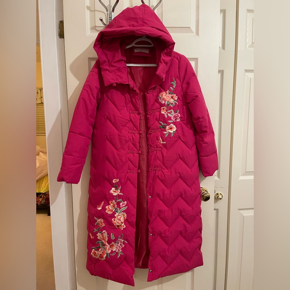 2/$60 final sale SaiBaiYi Pink Floral Embroidered Coat